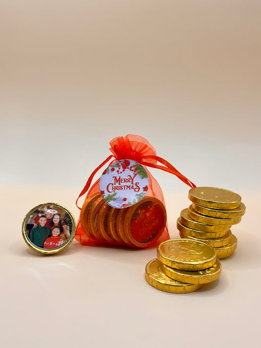 Christmas Organza Bag Coins Personalized Stickers