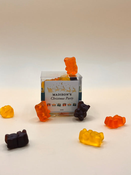 Christmas Cube Gummy Bears Santa Gold Theme