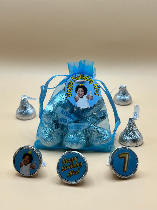 Boy Birthday Organza Bag Hershey Kisses Blue Theme