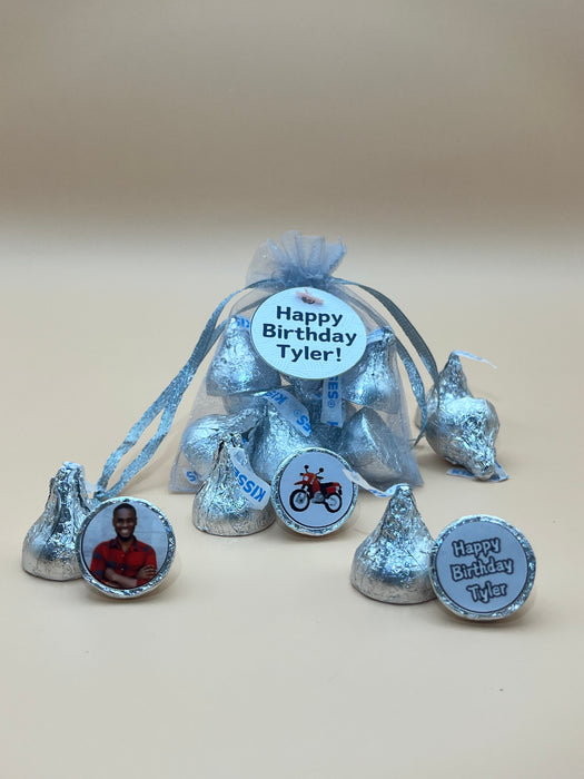 Adult Birthday Organza Bag Hershey Kisses Silver Theme