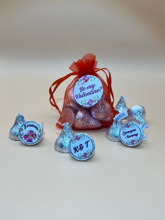 Valentine's Day Organza Bag Hershey Kisses Floral Theme