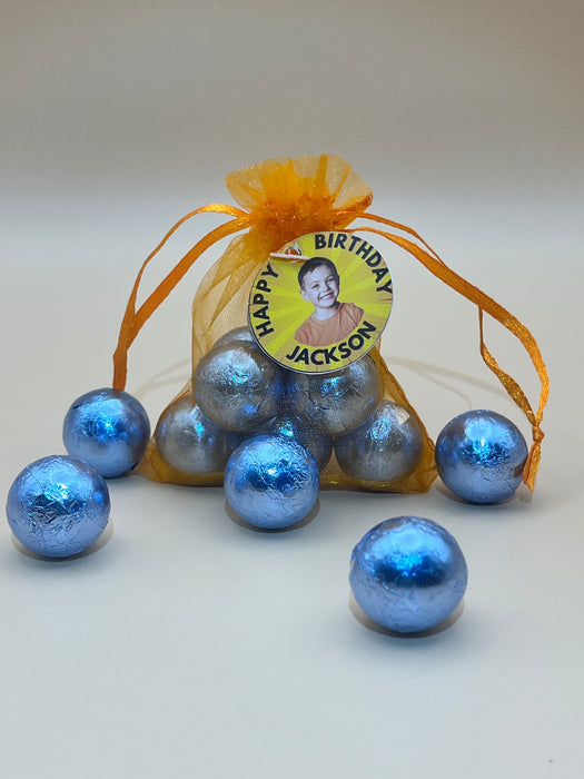 Boy Birthday Organza Bag Chocolate Balls Orange Theme