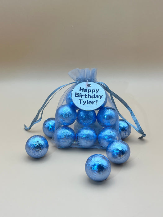 Adult Birthday Organza Bag Chocolate Balls Silver Theme