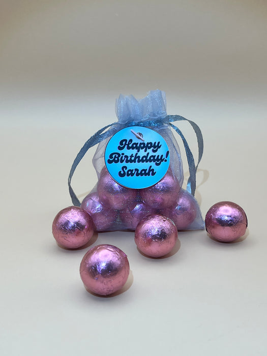 Girl Birthday Organza Bag Chocolate Balls Blue Theme