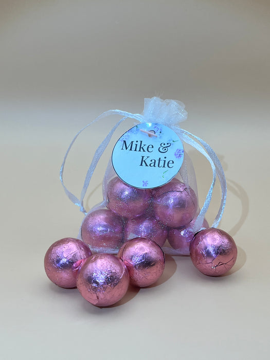 Wedding Organza Bag Chocolate Balls Pink Floral Theme