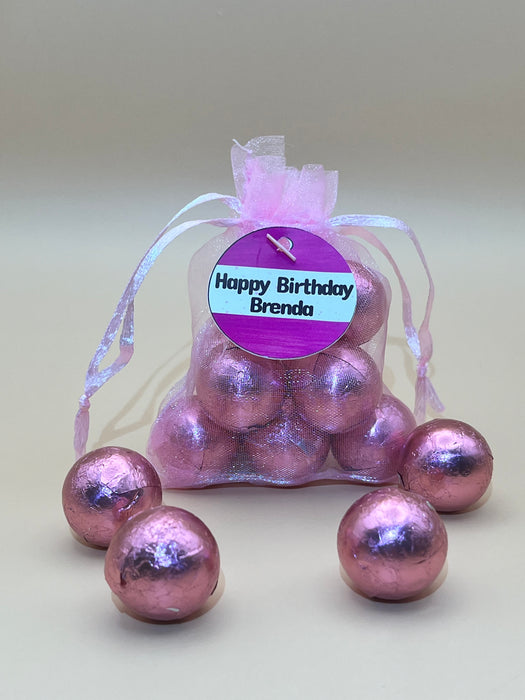 Adult Birthday Organza Bag Chocolate Balls Pink Theme