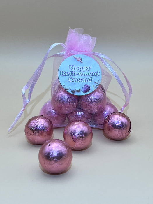 Retirement Organza Bag Chocolate Balls Beach Theme