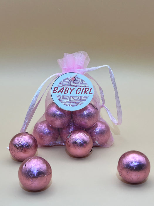 Gender Reveal Organza Bag Chocolate Balls Baby Girl