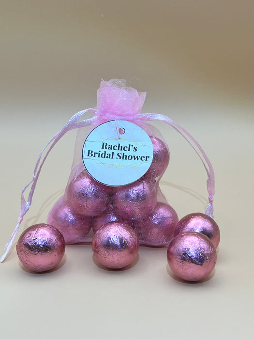 Bridal Shower Organza Bag Chocolate Balls Pink Theme