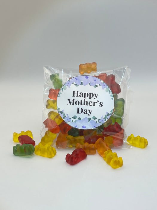 Mother's Day Clear Bag Gummy Bears Purple Floral Theme