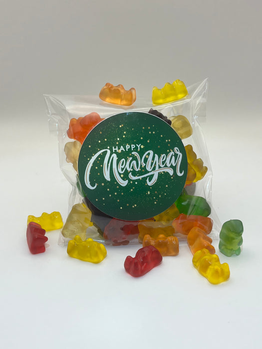 New Years Clear Bag Gummy Bears Green and White Theme