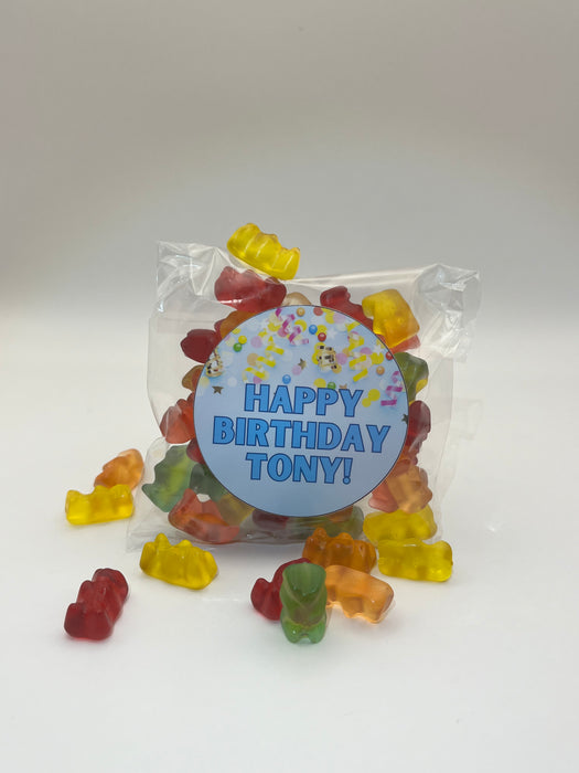 Boy Birthday Clear Bag Gummy Bears Blue Theme