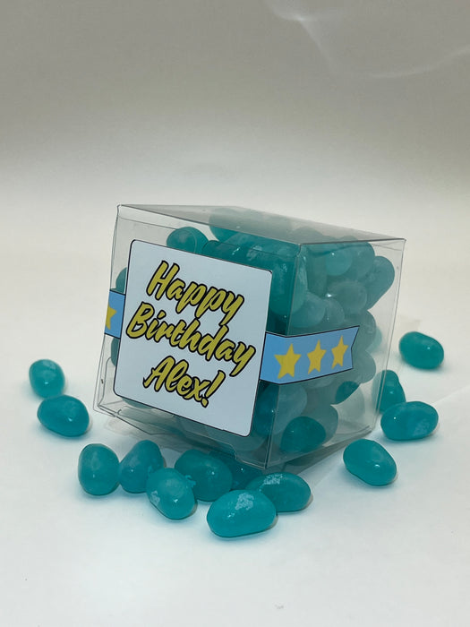 Boy Birthday Cube Jelly Beans Blue Theme